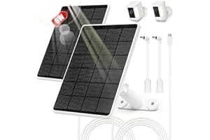 6W Solarpanel für Ring Kamera, Solarmodul Kompatibel mit Ring Stick Up Cam, Spotlight Cam Plus/Pro, Solar für Kamera mit USB-C zu Barrel Stecker Adapter, IP66 Wasserdicht, 3M Kabel (2 Pack)