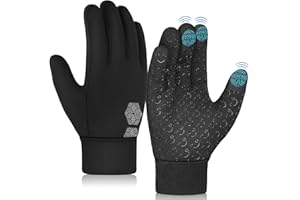 ‎AOTOW AOTOW Kinder Handschuhe Winter Thermo Laufhandschuhe - Touchscreen Fahrradhandschuhe Warm Kinderhandschuhe Warme Fahrrad Handschuh Winddichte Schwarz Reithandschuhe für 4-12 Jahre Kind Jung Mädch