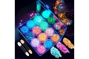 OKALABANDEE 12 Couleurs Maquillage Paillettes Set, Lumineuse Paillettes Gel, paillettes visage festival pour Visage, Corps, Cheveux, Mascarade, Halloween, Fête, Noël