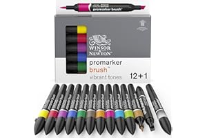 Winsor & Newton Promarker Brush Set de 12+1 Blender Tons vibrants