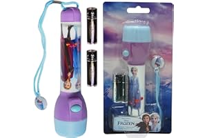 HOVUK® Lampe de poche LED en plastique pour enfants de 16 cm, grande lampe de poche de 3,5 m, veilleuse lumineuse pour enfants de 3 ans et plus (Disney La Reine des neiges)