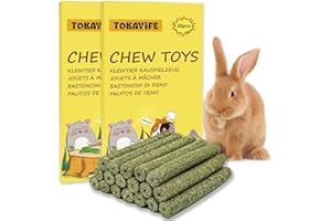 TOKAYIFE Giocattolo da Masticare per Conigli, Bastoncini di Fieno Timothy per Conigli Porcellini d'India, Cincillà, Criceto (40 unità (2 confezione))