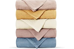 Foydream Muselinas Bebe Algodon,5 Piezas Gasas para Bebes 22x23 CM Toalla Facial Infantil, Toallas De Muselina, Suaves Paños de Muselina para Bebé