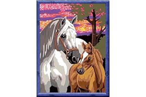 Ravensburger CreArt 28568 - Pferde im Sonnenuntergang - Malen nach Zahlen ab 9 Jahre, Malset mit Rahmen, Pinsel und Acrylfarben, Geschenk für Mädchen und Jungen, mit Glitzer