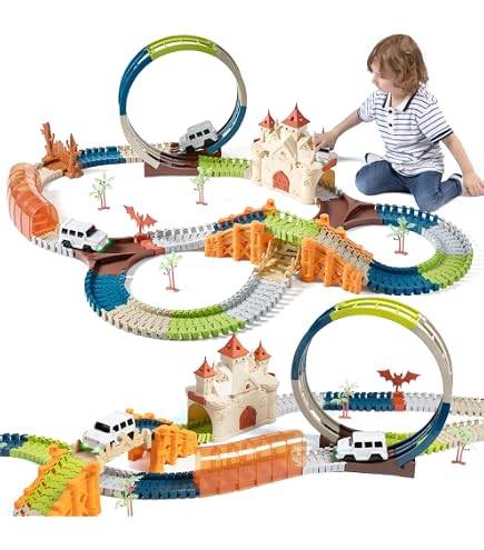 Circuit Voiture Électrique Enfant - Piste De Course Avec 4 Voitures, Jouet Pour 3 à 9 Ans (Rouge) - 9