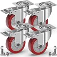 CASPERi Heavy Duty Double Bearing Braked Swivel Castor Wheels 100mm 4 Pack – 700kg Load Capacity