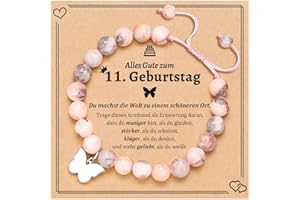 Aunis 7./8./9./10./11./16. Geburtstagsgeschenke für Mädchen, Schmetterlings-Natursteinarmbänder mit Zitatkarte
