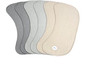 lulumoon Musselin Spucktücher Baby 6er - Baumwolle Mullwindeln Spucktücher für Junge und Mädchen - 54 x 28CM (Grau)