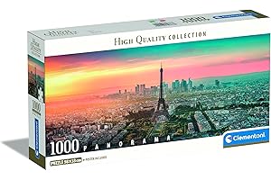 Clementoni | Puzzle Paris 1000 Pièces pour Adulte | Panorama Ville Européenne 98 x 33 cm | Poster Inclus | Matériaux Recyclés | Jeu Relaxant Détente Collection