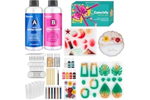 Teexpert Epoxy Resin Kit for Beginner, Crystal Clear Epoxy Resin Starter Kit with Jewelry Coaster Moulds, Pigments, Resin Accessories, Casting Resin Jewellery Making Kit for Art Craft