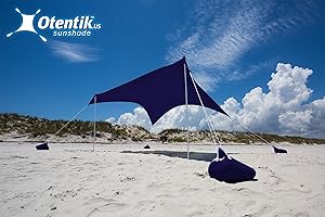 Otentik Beach Sunshade - with Sandbag Anchors - The Original Sunshade Since 2011 (Medium 8.2 x 5.5 ft - Up to 5 People, Navy)