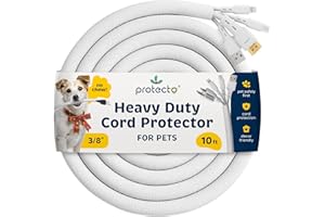 PROTECTO Wire Protector from Pets, White Cable Sleeve Tidy Tube Animal Proof, 3m Odor-Free Cat & Dog Chew Resistant Floor Cable Cover, Cord Organizer for Power, Lightning, RCA & HDMI Cables