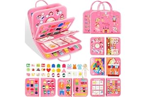 URMYWO Busy Board Montessori zabawka dla dzieci od 1, 2, 3, 4, 5 lat, 6-warstwowa zabawka motoryczna, prezent dla dziewczynki, zabawka sensoryczna, zabawka edukacyjna, deska motoryczna do podróży,