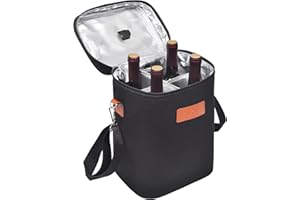 Kato Tirrinia Sac Isotherme à vin isolé - Fourre-Tout rembourré de Transport de vin de 4 Bouteilles avec poignée et bandoulière réglable, Grand Cadeau d'amateur de vin