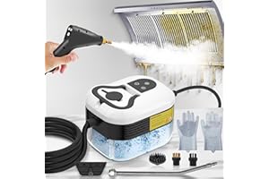 HOMBASING 2500W Steam Cleaner for Home Use, 6-level Speed Adjustable Handle, 1.2L Handheld Car Steam Cleaner for Home Car Kitchen Furniture Floor, High Pressure Steam Machine with 4 Brush Heads White