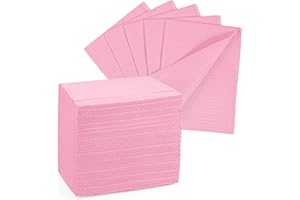 Annhua Dental Bibs 90 Pcs Waterproof Tattoo Bibs with 3 Ply, 13 x 18 Inches Disposable Nail Mats for Tattoo Supplies| Nail Salon| Dental Clinic| Patient Feeding - Pink