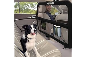 CJYMMFAN Barrière Voiture Chien avec Couverture Étendue pour Siège Arrière et Coffre, Filet Voiture pour Chien avec Maille Transparente et Cadre Métallique Robuste, Grille Chien pour Voiture et SUV