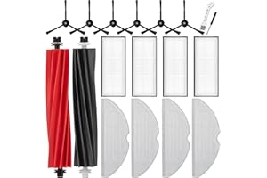 UPUPDAY Zestaw akcesoriów, zamiennik do Roborock S8 / S8 +/S8 Plus, 2 szczotki główne, 4 antybakteryjne ściereczki z jonami srebra, 4 filtry, 6 szczotek bocznych