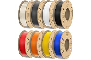 JAYO Filamento PLA 1.75mm, 250g Filamento PLA Bundle Multicolor para Stampante 3D, Neatly Wound PLA, Bobina PLA 250g, 8 Packs, Total 2kg, Nero+Bianco+Grigio+Trasparente+Blu+Rosso+Arancio+Giallo Puro