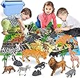 Figurine Animaux Réaliste Animaux de La Jungle Cake Topper avec Tapis de Jeux, Calcul et Arbre pour Enfants 30PCS
