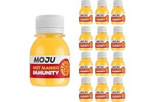 MOJU Hot Mango Immunity Shots (12 x 60ml) Energising, Source of Vitamin C and D3, Natural Ingredients, No Added Sugars or Sweeteners, Vegan