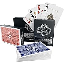 Bullets Playing Cards, Cartes de poker en plastique noir « Black Edition », Mat, Avec deux signes d'angle, Index Jumbo, Avec carte de découpe, Cartes à jouer professionnelles de qualité