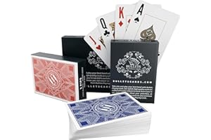 Bullets Playing Cards - 2X wodoodporne plastikowe karty do pokera Paulie Design z dwoma oznaczeniami narożników - gry karciane Deluxe z indeksem Jumbo - profesjonalne karty premium do pokera Texas Holdem (2 oznaczenia narożników)
