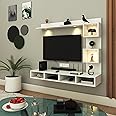 Anikaa Kirina Engineered Wood Wall Mount TV Unit with LED Lights TV Cabinet TV Entertainment Unit Set Top Box Stand (White) (Ideal for 43 Inch)(D.I.Y)