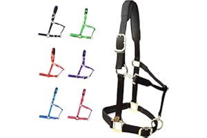 T TEKE Teke Licol de cheval réglable avec rembourrage rembourré, noir, Cob