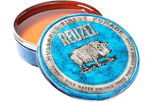 Reuzel Blue Strong Hold Water Soluble Pomade - Men's Concentrated Wax Formula With Natural And Organic Hold - Vegan Defining Product That's Extra Easy To Apply And Remove - Original Fragrance - 12 Oz