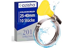 Azisha Fascette Stringitubo Acciaio Inox - 10 Pezzi 25-40 mm Fascette Metalliche Stringitubo - Multiuso Fascette Stringitubo Inox Per Tubi Acqua, Gas e Piscine
