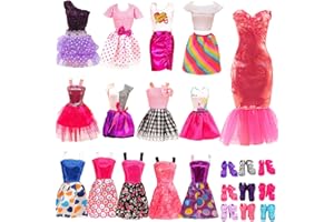 Miunana 22 Doll Clothes Accessories 12 Fashion Dresses Outfits 10 Shoes for 11.5 Inch Doll for Girls Christmas Birthday Gift