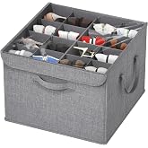 Lifewit Shoe Organizer for Closet, Adjustable Shoe Storage Dividers, Foldable Storage Boxes with Clear Cover, Light Grey, 1 P
