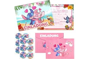 ‎YUMCUTE yumcute 12pcs Einladungen Einladung Kindergeburtstag mit Umschlägen und Aufklebern Geburtstagsparty Einladungen, Rosa Partyeinladungen Kinder für Mädchen und Jungen