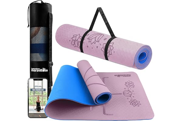 LA MENTE ES MARAVILLOSA - Tappetino Yoga e Pilates TPE, 183x61 cm | Spessore 6 mm, Antiscivolo per Fitness e Palestra in Casa