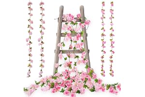 YUZHEDM 4 stycken 2,3 m körsbärsblommor dekoration blomkrans konstgjorda blommor girlang rosa dekoration girlang bröllop körs