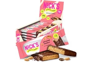 N!CK'S Protein Wafer Bar | 25% Protein | 204 Kalorier | Low carb Choklad Kexbar med Jordnöttssmör utan tillsatt socker, glutenfri Snack (Peanut Butter, (24x40g))
