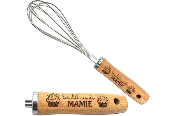 ERNESTINE - Fouet cuisine mamie personnalisé - cadeau mamie personnalisé - cadeau fête des grands mères - fouet cuisine acier et bois - idée cadeau mamie - cadeau mamie unique cuisine - anniversaire