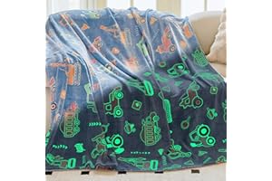 OLAOLA Kuscheldecke Kinder, LKW Decke Leuchtet im Dunkeln, Weiche Flauschig Fleecedecke Geschenke für Jungen Mädchen, Warme Kuschelige Sofadecke (130 x 150cm, LKW)
