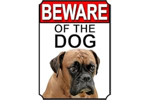 SHAWPRINT LIMITED BEWARE OF THE DOG METAL GATE SIGN BOXER 200MM X 150MM (1116H1)