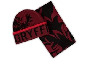 BIOWORLD Harry Potter Gryffondor Ensemble bonnet et écharpe jacquard pour adulte, bordeaux, taille unique