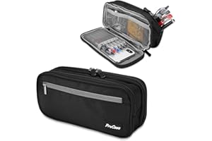 Piórnik torba na długopisy, ProCase duża pojemność piórnik organizer na długopisy trwały uchwyt na artykuły piśmiennicze organizacja markerów przybory szkolne do przechowywania biura biurka organizacja - czarny