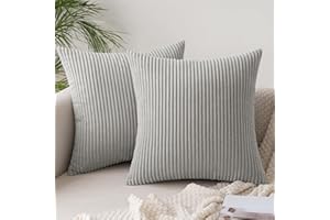 SLOZZI 2er Set Kordsamt Kissenbezug Hellgrau 50x50cm Kissenbezüge Kissenhülle Sofakissen Dekokissenbezug Couchkissen Weich für Sofa Schlafzimmer Wohnzimmer Balkon