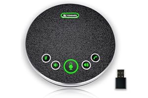 TONGVEO Altoparlante Bluetooth per conferenze, vivavoce USB, registrazione vocale a 360°, con 4 microfoni AI USB/dongle/connessione Bluetooth, 8 ore di conversazione per 8-12 persone