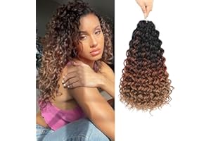 MLETULIPS GoGo Curl Crochet Hair Ombre Deep Wave Crochet pelo,Beach Curl Water Wave sintético Deep Twist Crochet Braid Bohemian Crochet Braiding (14inch, 1B/30/27)