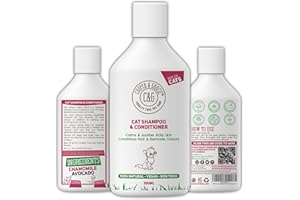 C&G PETS Cat Shampoo & Conditioner - Ideal For All Cats Skin Calms & Soothes Itchy Sensitive Skin - Conditions Hair & Removes Odours - A Natural Remover Of Flea And Ticks, White
