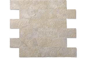 OYASIMI 10-Sheets Stick on Tiles for Kitchen Peel and Stick Wall Tiles 11.8''x 11.8'' PVC Subway Tiles for Bathroom, Laundry Room, Fireplace, Countertops in Marble Beige