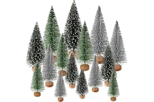 EAPMGQR 15 Stück Mini Weihnachtsbaum Künstlich Klein Tannenbaum Christbaum mit Ständer, Weihnachtsdeko Weihnachten Tischdeko Winterdeko Weihnachtsschmuck Geschmückt Geschenk Decoration