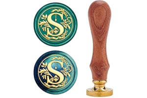 CRASPIRE Retro Alphabet Initialen Wachs Versiegelungsstempel Classic Vintage 26 Buchstaben AZ 25mm Abnehmbarer Messingkopf Holzgriff Für Umschlag Einladung VerschönerungDekoration (Buchstabe S)