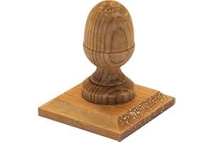 POSTSAVER Timber Wooden Fence Post Cap with Acorn Finial Design 120x120mm – Fits 4x4" (100x100mm) Square Posts, Tanalised Pressure Treated EU Wood, Overhang for Improved Protection (Brown Stain)
